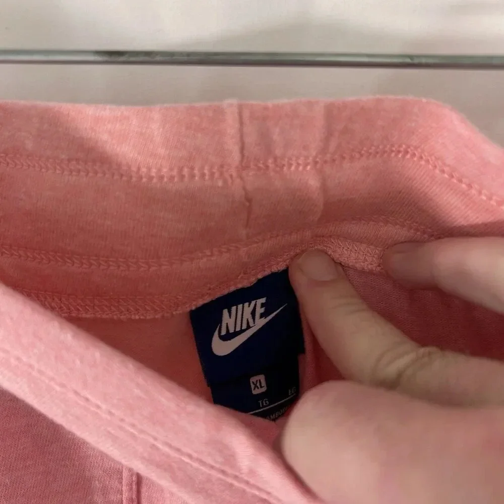 Nike Shorts Girls XL Solid Pink Pull On Drawstring Stretchy Waist Pockets Cotton